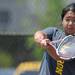 Huron's Valerie Peng returns the ball in the 1 doubles match against Pioneer at a tournament at Pioneer High School on Wednesday afternoon. Angela J. Cesere | AnnArbor.com