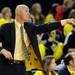 Michigan women's basketball head coach Kevin Borseth yells at his team from the bench. Angela J. Cesere | AnnArbor.com