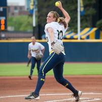 Wolverines sophomore Sara Driesenga pitches the ball during the first inning of their game against Valparaiso Friday May 17.Courtney Sacco I AnnArbor.com   
