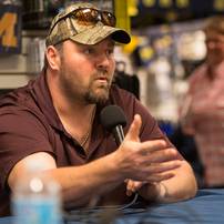 Former Wolverines football player Glen Steele speaks during the Mott Takeover telethon on WTKA at the MDen Friday May 17.Courtney Sacco I AnnArbor.com