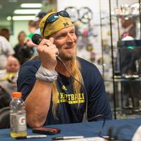 Former Wolverines football player Steve Everitt during the Mott Takeover telethon on WTKA at the MDen Friday May 17.Courtney Sacco I AnnArbor.com