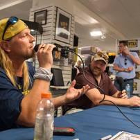 Former Wolverines football player Steve Everitt speaks during the Mott Takeover telethon on WTKA at the MDen Friday May 17.Courtney Sacco I AnnArbor.com