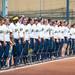 The University of Michigan Wolverines line up for the national anthem before the start of their game against California, Saturday May 18.
Courtney Sacco I AnnArbor.com     