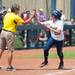 Wolverines sophomore Lauren Sweet high fives head coach Carol Hutchins after hitting a home run in the sixth inning of their game against California, Saturday May 18.
Courtney Sacco I AnnArbor.com     