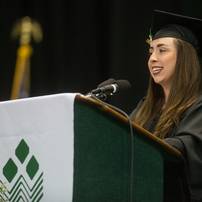 2013 graduate Meaghan Cox address her graduating class during WCC's commencement ceremony Saturday May 18.Courtney Sacco I AnnArbor.com