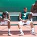 Eastern Michigan defensive end Kalonji Kashama  and defensive back Donald Coleman take a break during media day at Rynearson Stadium, Sunday, August, 18.
Courtney Sacco I AnnArbor.com 