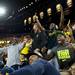 Michigan quarterback Devin Gardner and other players celebrate at Crisler Arena during a watch party on Monday, April 8. Daniel Brenner I AnnArbor.com