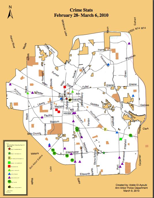 Ann Arbor crime statistics for the week of Feb. 28-March 6