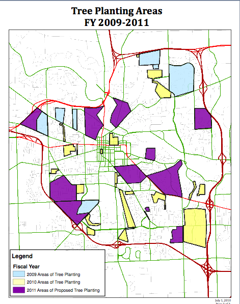 Monday neighborhood notes: new trees and brown fields