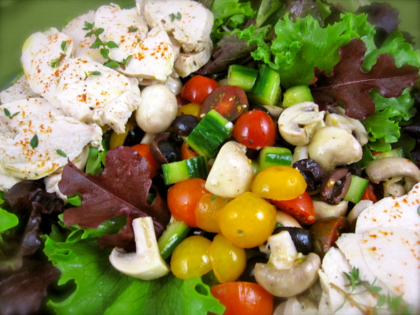 Poached Chicken and Vegetable Salad with Lemon Vinaigrette a light and ...