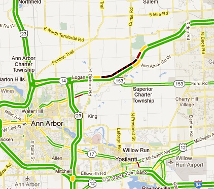 Crash backs up traffic on M-14 near Ann Arbor