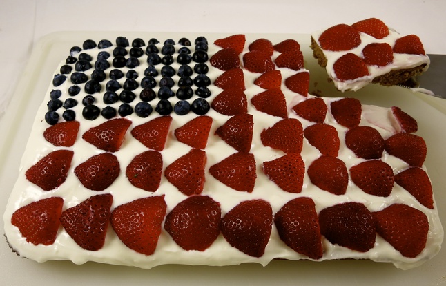 Fourth of July Sheet Cake is perfect for a holiday potluck