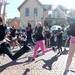 From right: Ann Arbor Dance Classics students Patricia Schultz, age 16, Amanda Beatty, age 13, and Maddie Dorsey, age 16, jump in the air to the song "I Wanna Dance With Somebody" by Whitney Houston during a dance flash mob outside of Zingerman's Deli on Oct. 8, 2011. The dancing flash mob was held to celebrate National Arts and Humanities Month. Angela J. Cesere | AnnArbor.com 