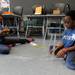 Pittsfield elementary 5th graders Basra Keynan, left, and Bre'Oine Robinson work on building a tower made from straws to support weight for the Washtenaw Elementary Science Olympiad. Angela J. Cesere 