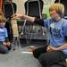 Ann Arbor Open @ Mack elementary 5th graders Thomas Brantmeyer, left, and Cameron McCarthy test the strength of their straw tower with wooden blocks during the Washtenaw Elementary Science Olympiad. Angela J. Cesere