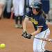 Michigan sophomore Lyndsay Doyle hits the ball during the second  game of three against Purdue on Saturday afternoon. Angela J. Cesere | AnnArbor.com