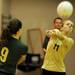 Huron's Erica Hotchkiss, right, bumps the ball during the volleyball game against Skyline at Ann Arbor Huron High School on Oct. 4, 2011. Angela J. Cesere | AnnArbor.com