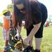 Heather Ladziak puts bee antennas on her dog, Rocky, for a photo during the Walk and Wag fundraiser for the Humane Society of Huron Valley at Rolling Hills Park on Saturday morning. Angela J. Cesere | AnnArbor.com